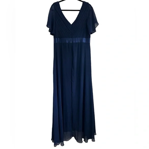 Ever Pretty Blue V Neck Short Sleeve Long Evening Dress Gown Size 18 NWT - Picture 4 of 8